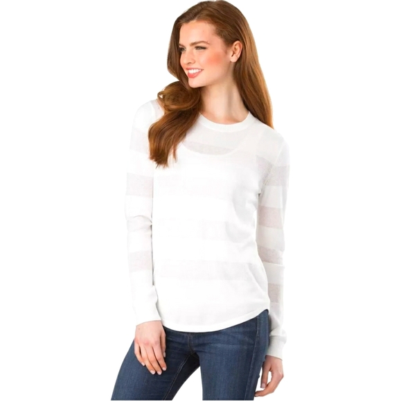 Michael Kors Tops - Michael Kors Sheer Stripe Crewneck Longsleeve XS